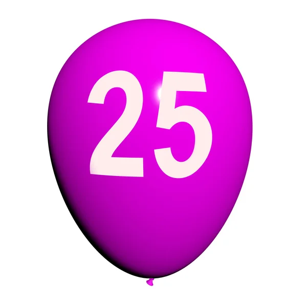 Balon 25 pokazuje dwudziestego piątego szczęśliwy urodziny — Zdjęcie stockowe