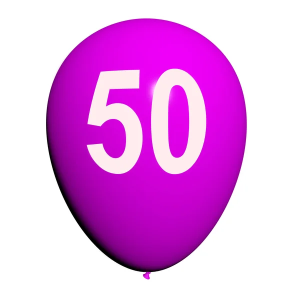 Ellinci doğum gününü kutlama 50 balon gösterir — Stok fotoğraf
