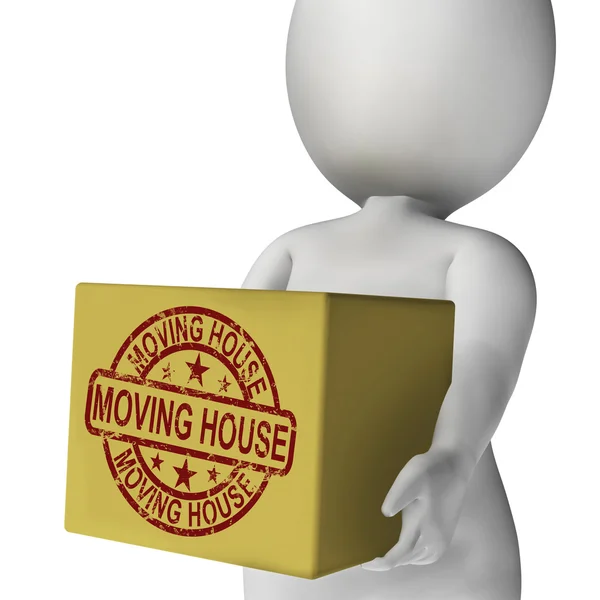 Moving House Boxes Mean Buying New Home And Relocating — Stock Photo, Image