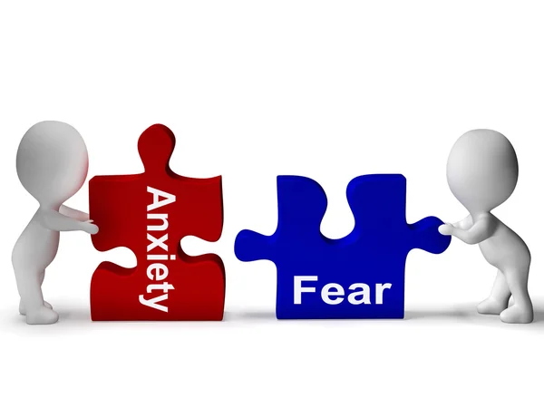 Anxiety Fear Puzzle Means Anxious And Afraid — Stock Photo, Image