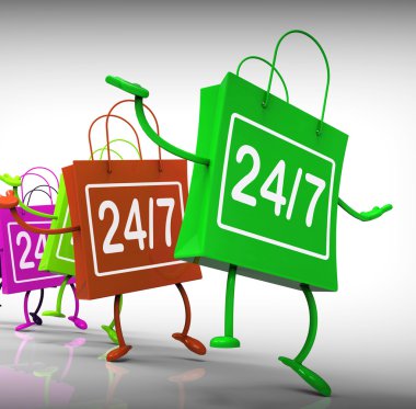 Twenty-four Seven Bags Show Shopping Availability and Open Hours clipart