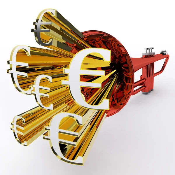Signo del euro muestra la moneda o riqueza del banco europeo — Foto de Stock