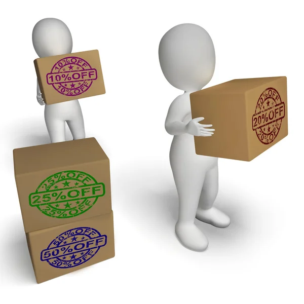 Percent Off Boxes Menampilkan Penjualan Dan Harga Diurangi — Stok Foto