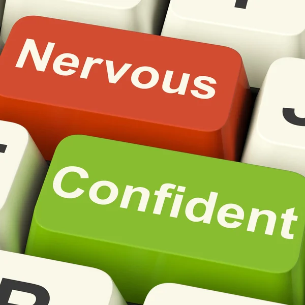 Nervous Confident Keys Shows Nerves Or Confidence — Stock Photo, Image