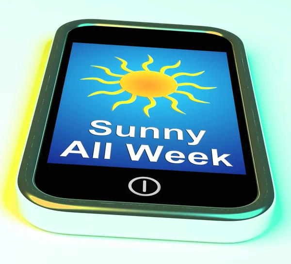 Sunny All Week On Phone Means Hot Weather — Stock Photo, Image