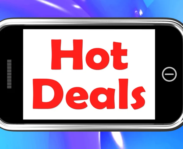 Hot Deal no telefone mostra pechinchas venda e salvar — Fotografia de Stock