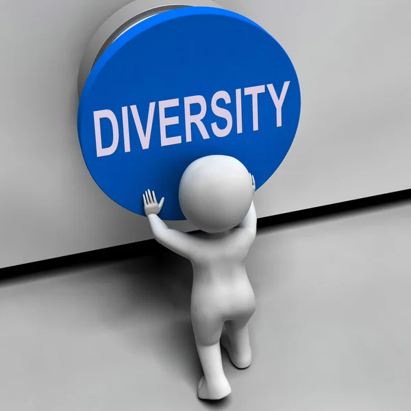 Botón de diversidad significa diferencia de variedad o multicultural —  Fotos de Stock