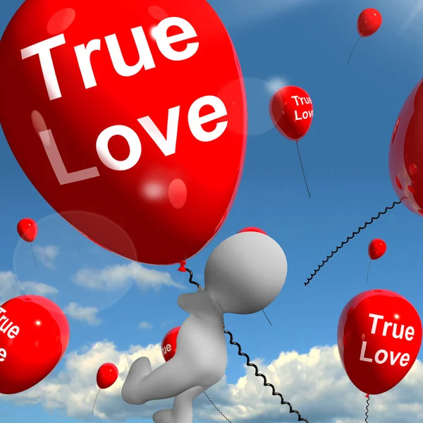 Sann kärlek ballonger representerar par och älskare — Stockfoto