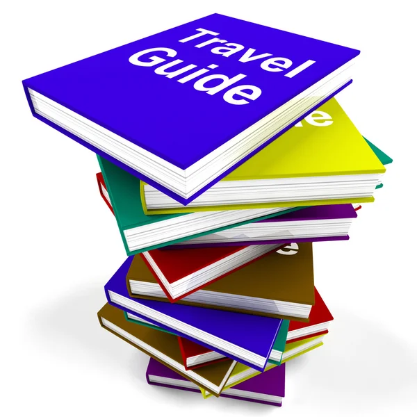 Travel Guide Book Stack Shows Information About Travels — Stock Photo, Image