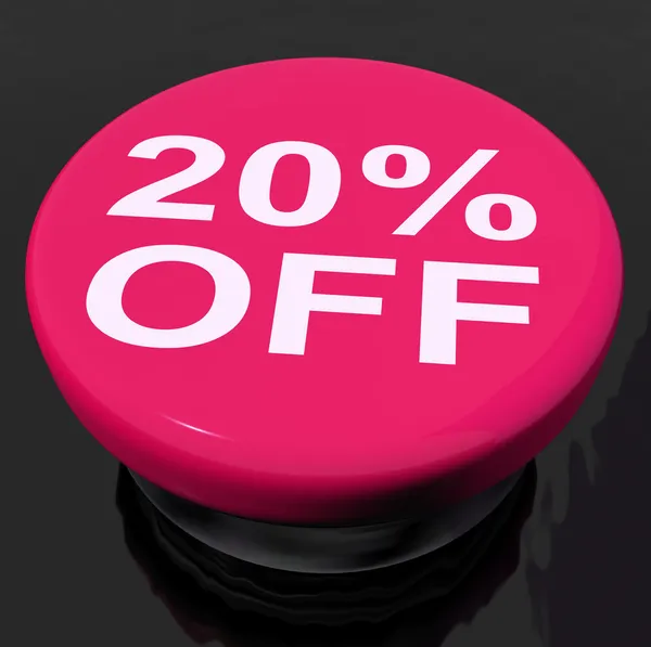 Twenty Percent Button Shows Sale Discount Or 20 Off — Stock Photo, Image