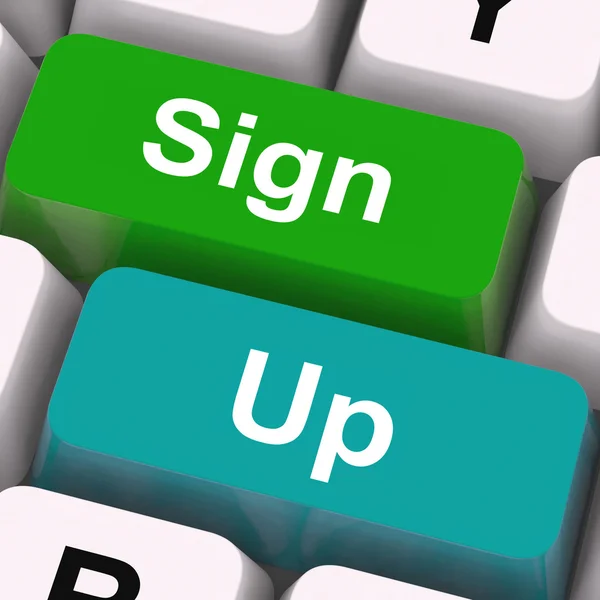 Sign Up Keys Mean Registration And Membership — Stock Photo, Image