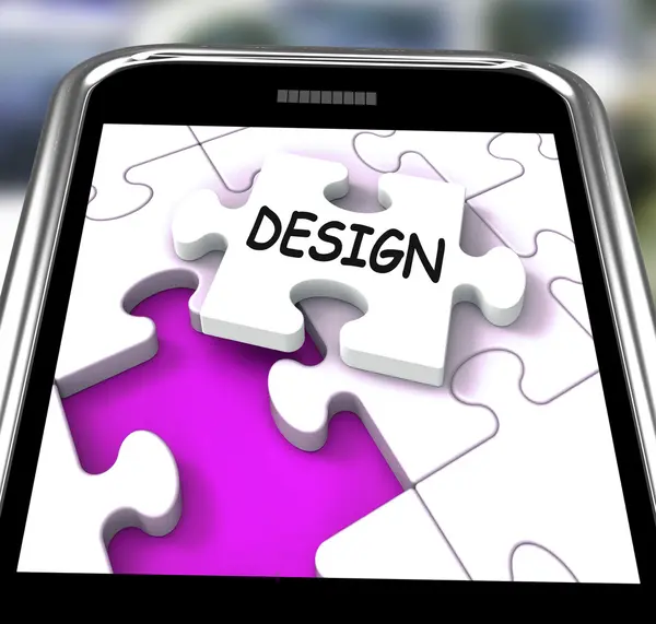 Ontwerp smartphone betekent online ontwerpen en plannen — Stockfoto