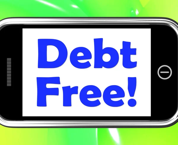 Debt Free On Phone Means Free From Financial Burden — Stock Photo, Image