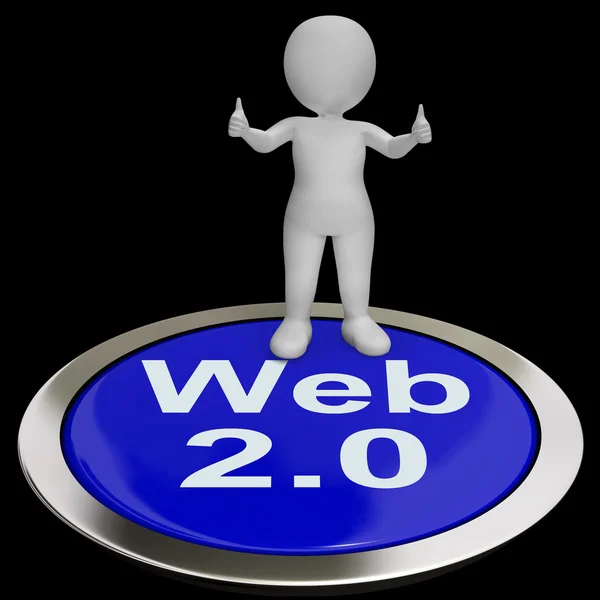 Web 2.0 knop betekent internet versie of platform — Stockfoto