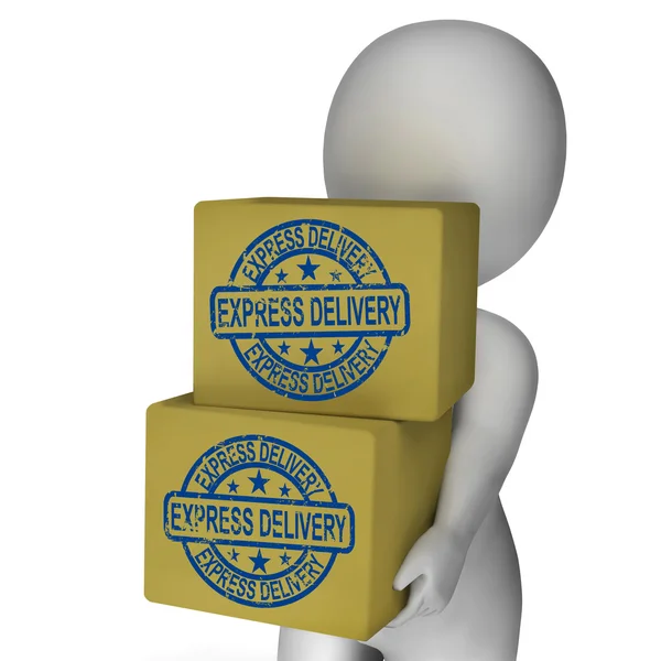 Express Delivery Boxes Show Fast Sending And Shipping — Stock Photo, Image