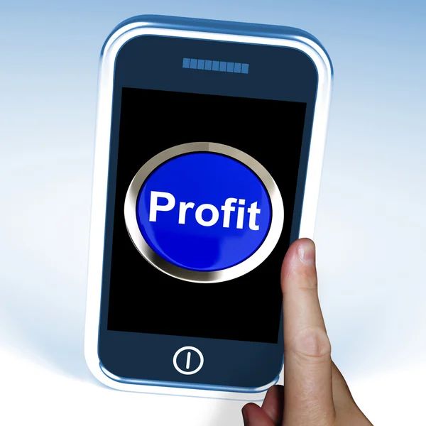 Profitto sul telefono mostra Redditi e guadagni redditizi — Foto Stock