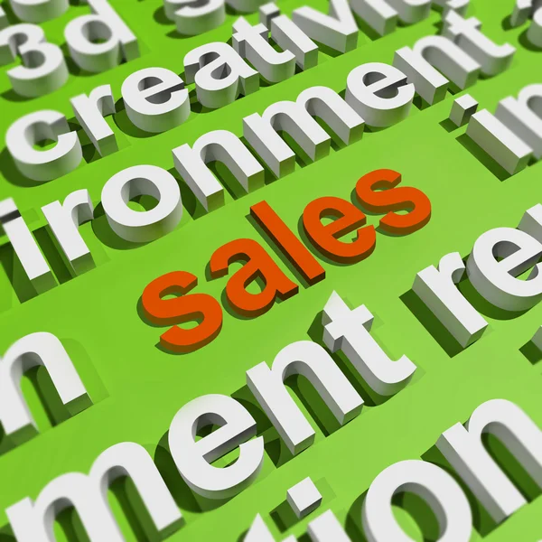Sales In Word Cloud Shows Promotions And Deals — Stock Photo, Image