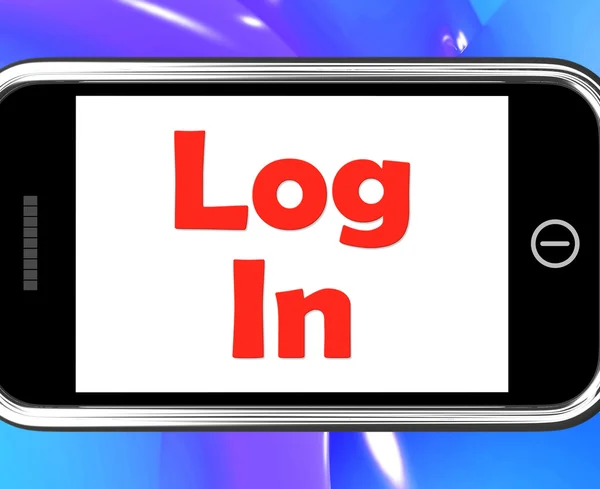 Log In Login On Phone Shows Entrar Online — Fotografia de Stock