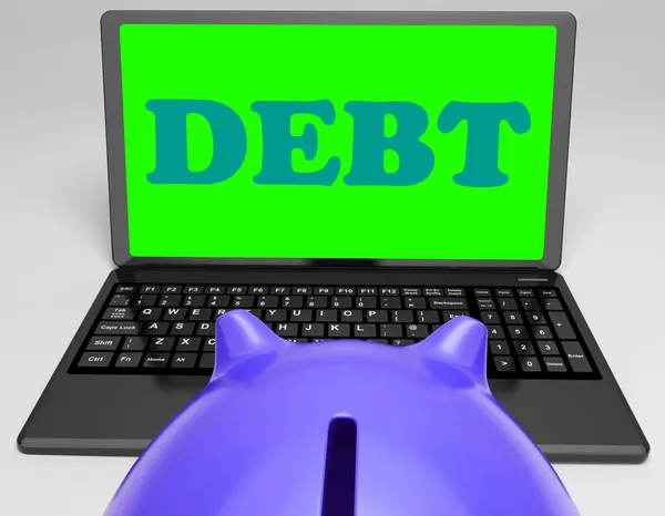 Debt Laptop Shows Money Due Or Owed — Stock Photo, Image