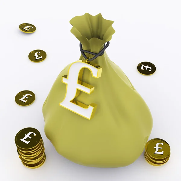 Pound Bag Means British Wealth And Money — Stock Photo, Image