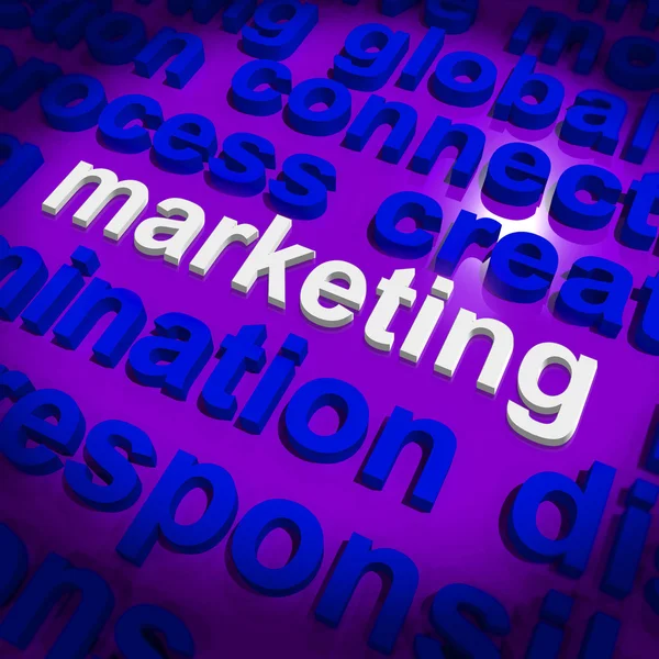 Marketing In Word Cloud Means Market Advertise Sales — Stock Photo, Image