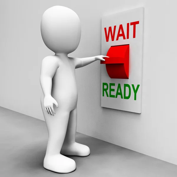 Ready Wait Switch bedeutet vorbereitet und warten — Stockfoto