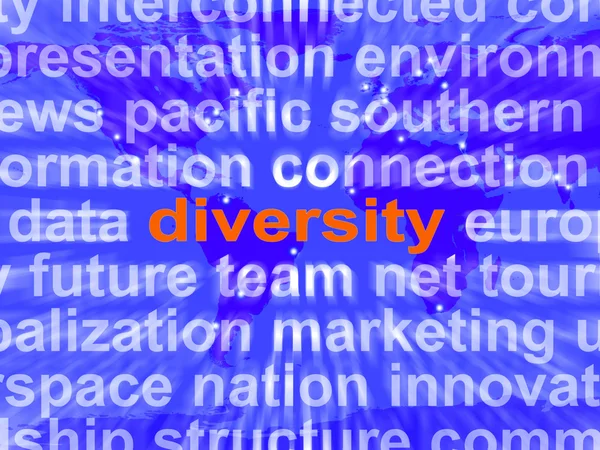 Diversidad Word Cloud muestra cultura diversa multicultural —  Fotos de Stock