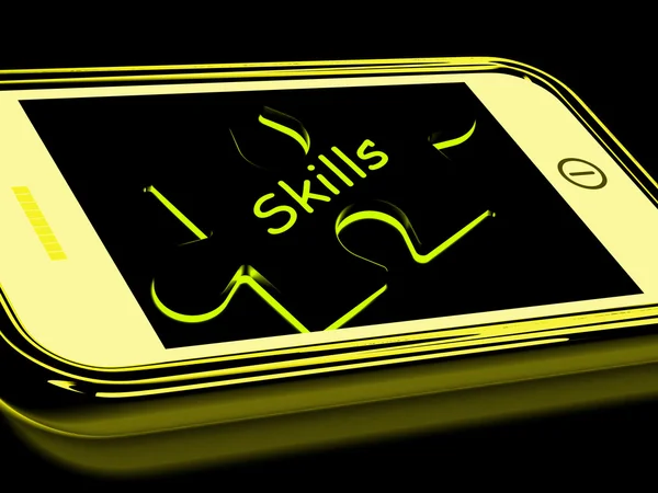 Skills Smartphone Means Knowledge Abilities And Competency — Stock Photo, Image