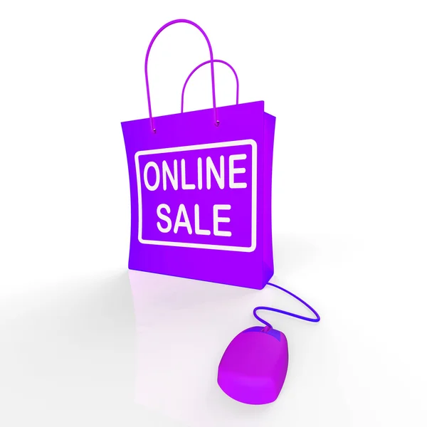 Online Sale Bag Represents Internet Sales and Discounts — Stock Photo, Image