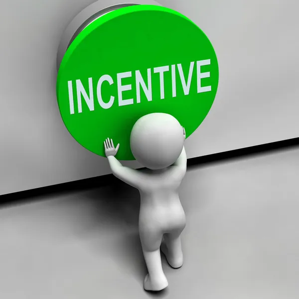 Botão de incentivo significa recompensa e motivação de bônus — Fotografia de Stock