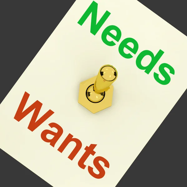 Needs Wants Lever Shows Requirements And Luxuries — Stock Photo, Image