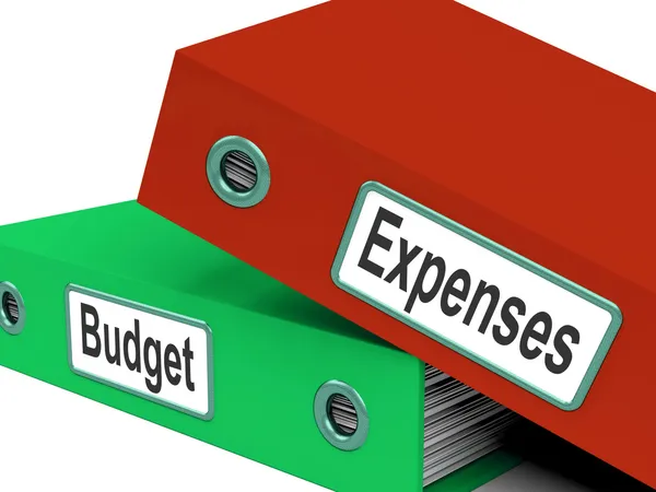 Foldery wydatki budżetu oznacza biznesu, finansów i budżetu — Zdjęcie stockowe