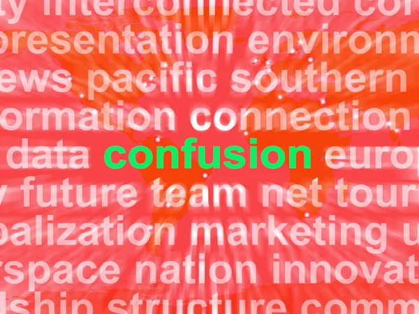 Confusion Word Cloud Means Confusing Confused Dilemma — Stock Photo, Image