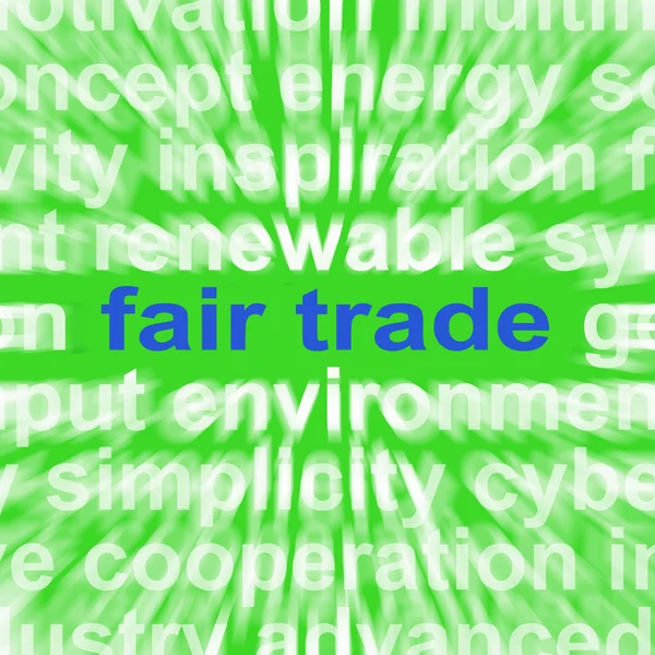 Fair Trade Words Mean Fairtrade Products And Merchandise — Stock Photo, Image