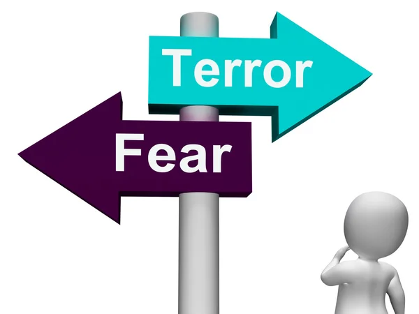 Terror Fear Signpost Shows Anxious Panic And Fears — Stock Photo, Image