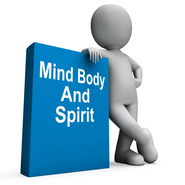 Mind Body And Spirit Book With Character Shows Holistic Books — Stock Photo, Image