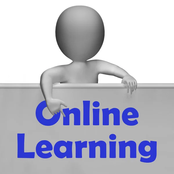 Sinal de aprendizagem on-line significa cursos de E-Learning e Internet — Fotografia de Stock