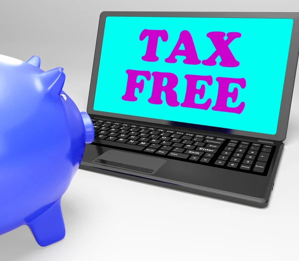 Tax Free Laptop Shows Goods In No Tax Zone — Stock Photo, Image
