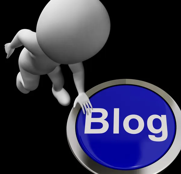 Botón Blog significa información o expresar pensamientos en línea —  Fotos de Stock