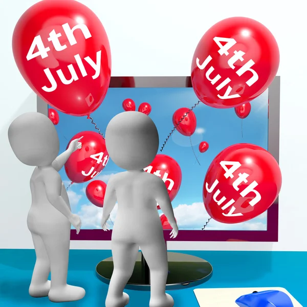 Červený balónek čtvrtého července ukazuje nezávislost Ducha online — Stock fotografie