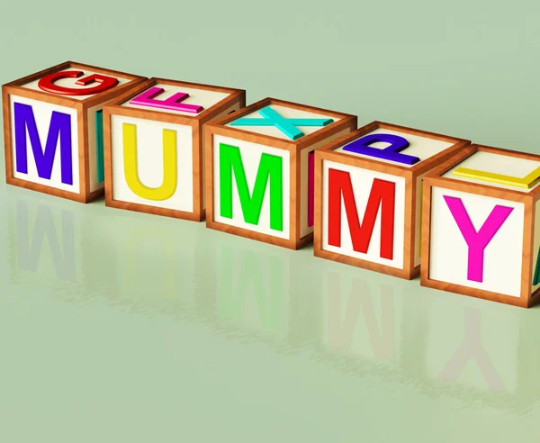 Mummy Blocks Mean Mum Parenthood And Children — Stock Photo, Image