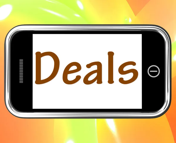 Deals Smartphone Shows Online Offers Bargains And Promotions — Stock Photo, Image