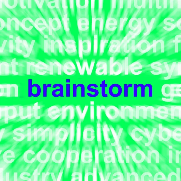 La palabra de tormenta de ideas significa pensar creativamente en resolver problemas e identificar — Foto de Stock