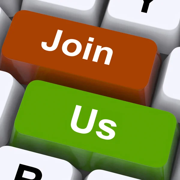 Join Us Keys Mean Membership or Subscription — стоковое фото