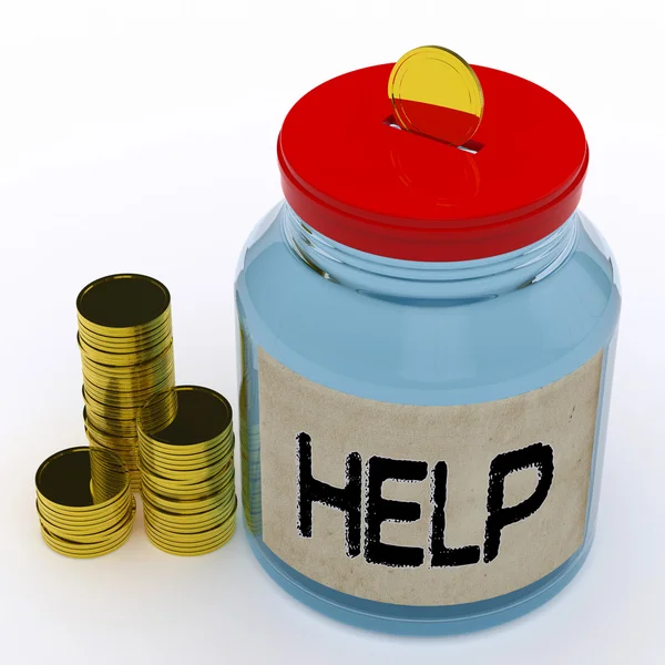 Help Jar Means Financial Aid Or Assistance — Stock Photo, Image