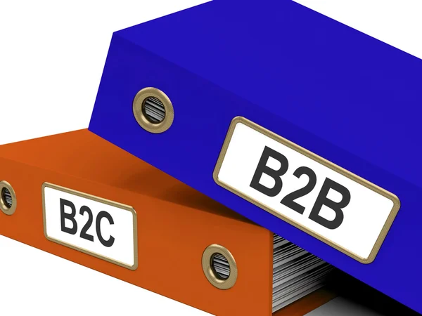 B2b und b2c Ordner bedeuten Unternehmenspartnerschaften oder Kundenbeziehungen — Stockfoto