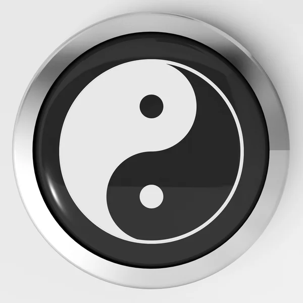 Ying Yang Button Means Spiritual Peace Harmony — Stock Photo, Image