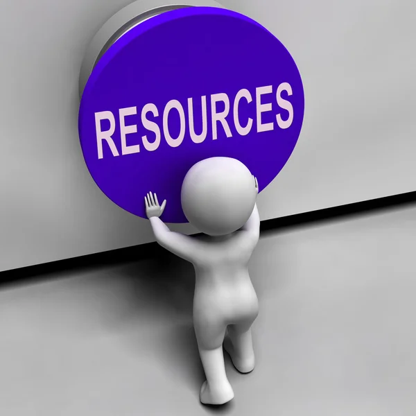 Resources Button Means Funds Capital Or Staff — Stock Photo, Image