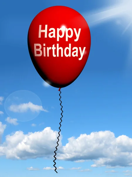 С днем рождения воздушный шар показывает веселые праздники и вечеринки — стоковое фото