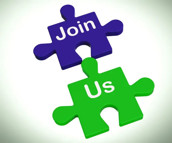 Join Us Puzzle Means Register Or Become A Member — Stock Photo, Image